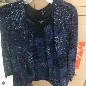 Beautiful sequins twin set color blue